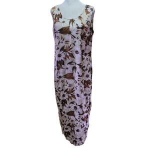 VNTG Bobbie Brooks Floral Maxi Dress L Neutral Gardencore Cottagecore Modest 90s